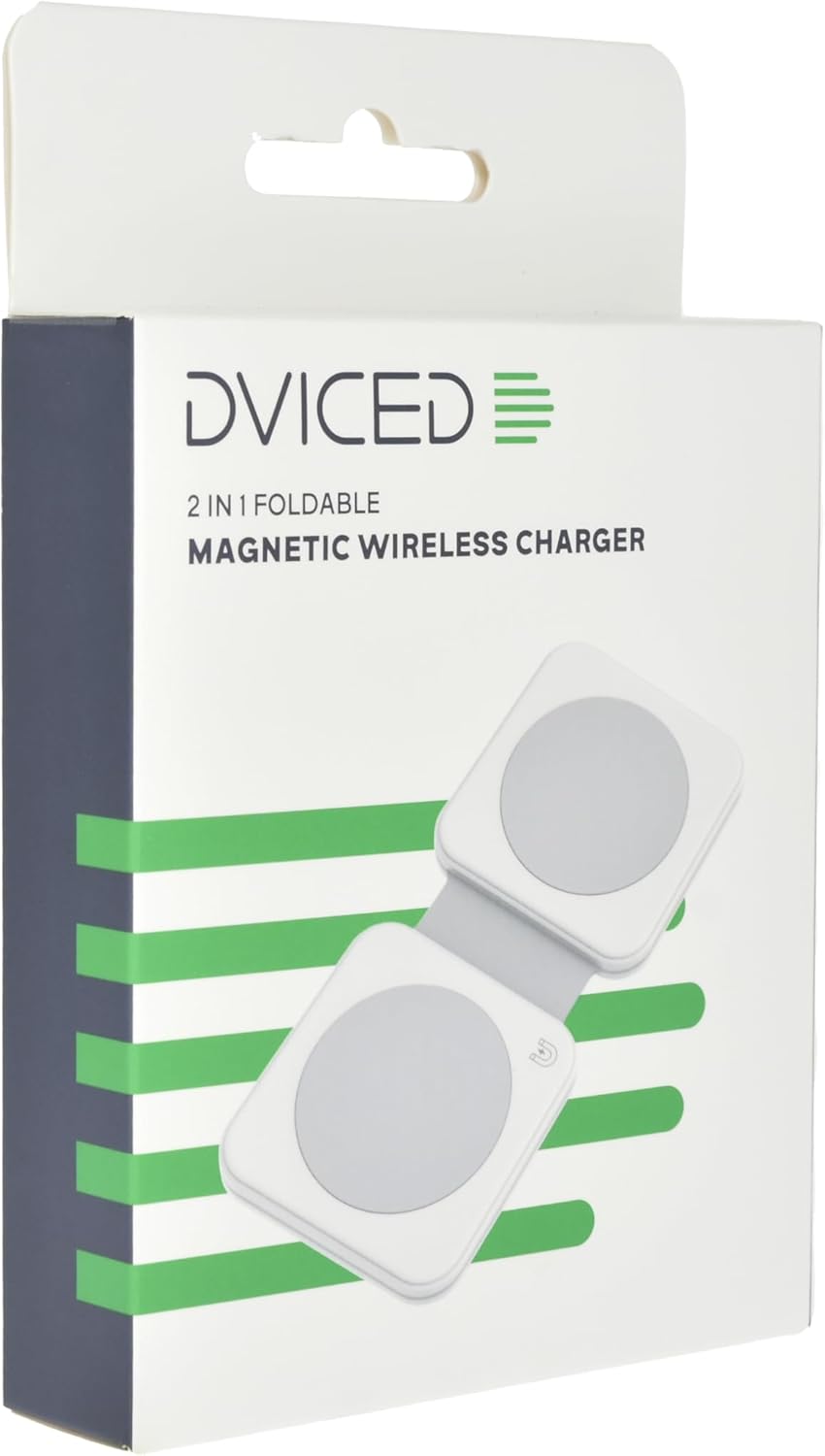Dviced 2-in-1 foldable magnetic wireless charger - White
