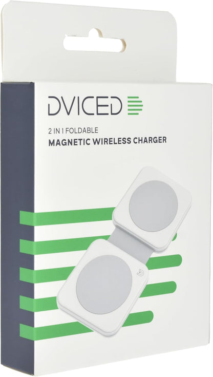 Dviced 2-in-1 foldable magnetic wireless charger - White