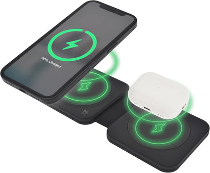 Dviced 2-in-1 foldable magnetic wireless charger - Black