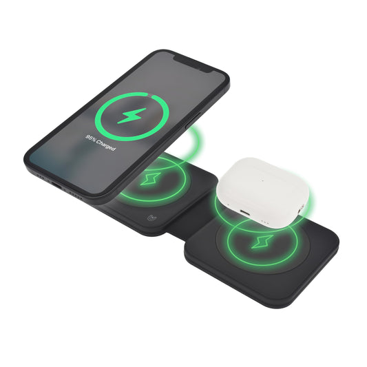 Dviced 2-in-1 foldable magnetic wireless charger - Black