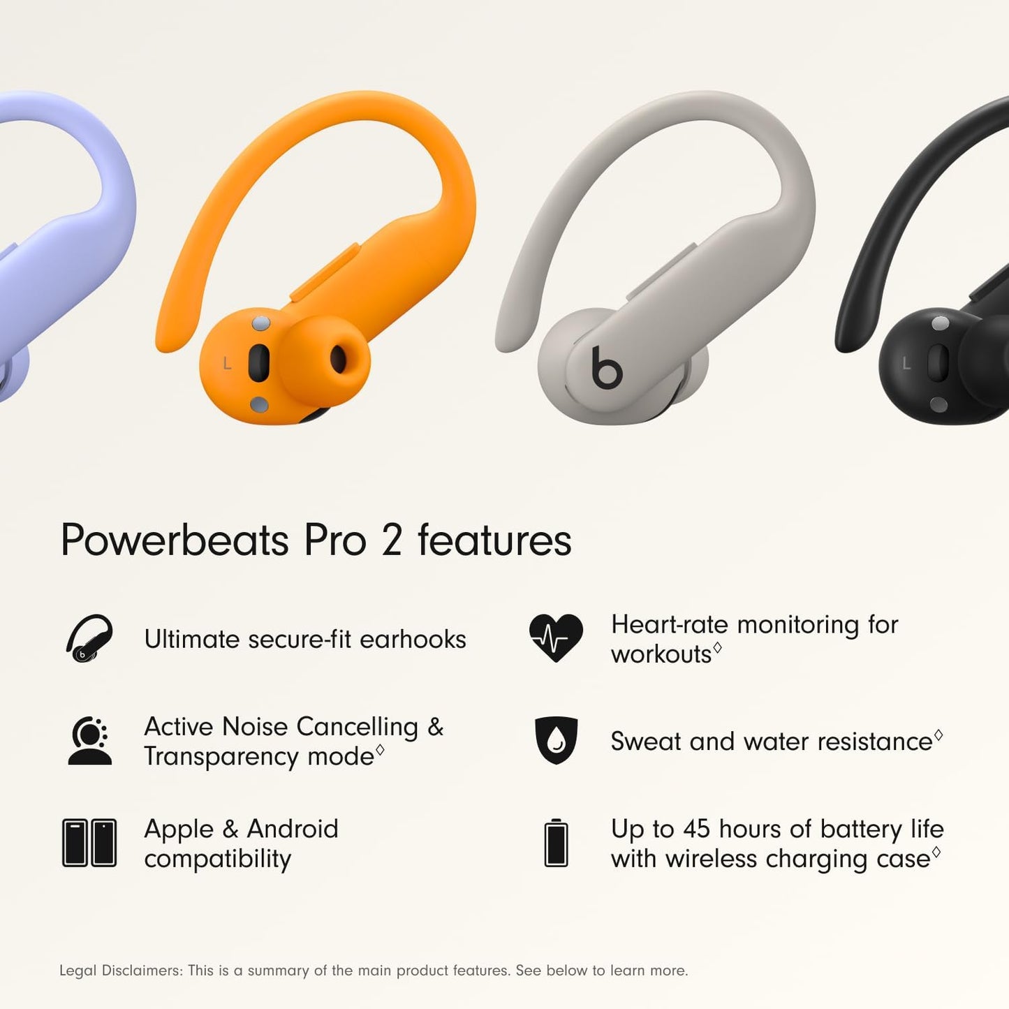 Beats Powerbeats Pro 2 Wireless Bluetooth Earbuds – Noise Cancelling, Heart-Rate Monitor, IPX4, Up to 45 Hours Battery & Wireless Charging Case, works with Apple & Android