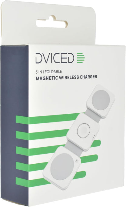Dviced 3-in-1 foldable magnetic wireless charger - White