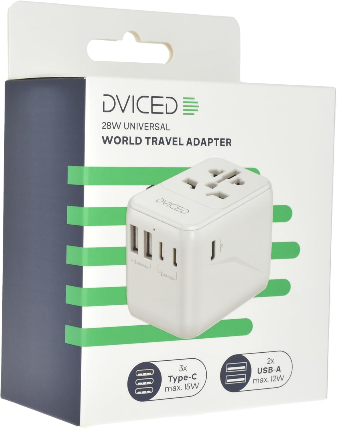 Dviced Universal Travel Adapter 28W – Fast Charging | White