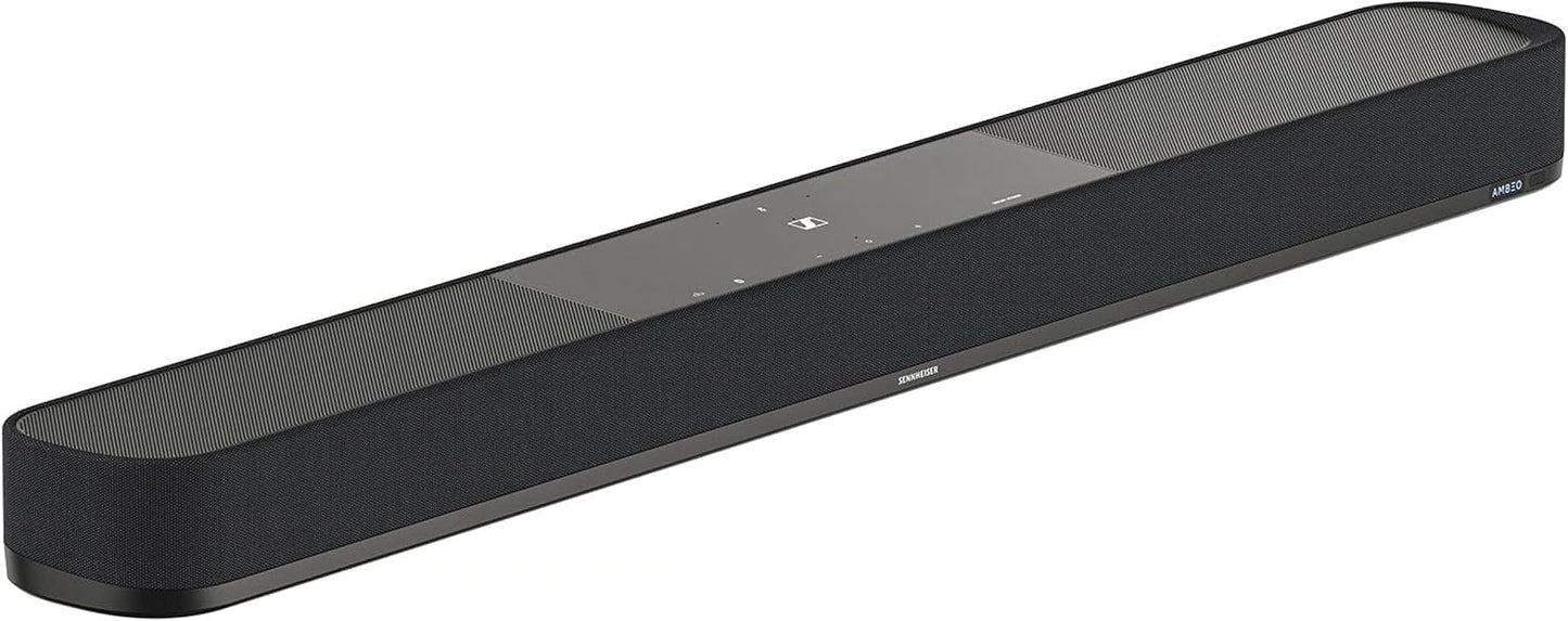Sennheiser Consumer Audio AMBEO Soundbar Plus for TV and Music with Immersive 3D Surround Sound, Virtual 7.1.4 Speaker Setup, Built-in Dual Subwoofers, Advanced Streaming Connectivity,Night Mode,Black