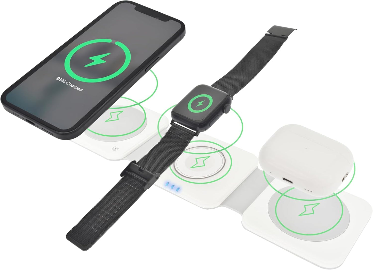 Dviced 3-in-1 foldable magnetic wireless charger - White