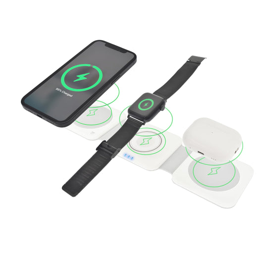 Dviced 3-in-1 foldable magnetic wireless charger - White