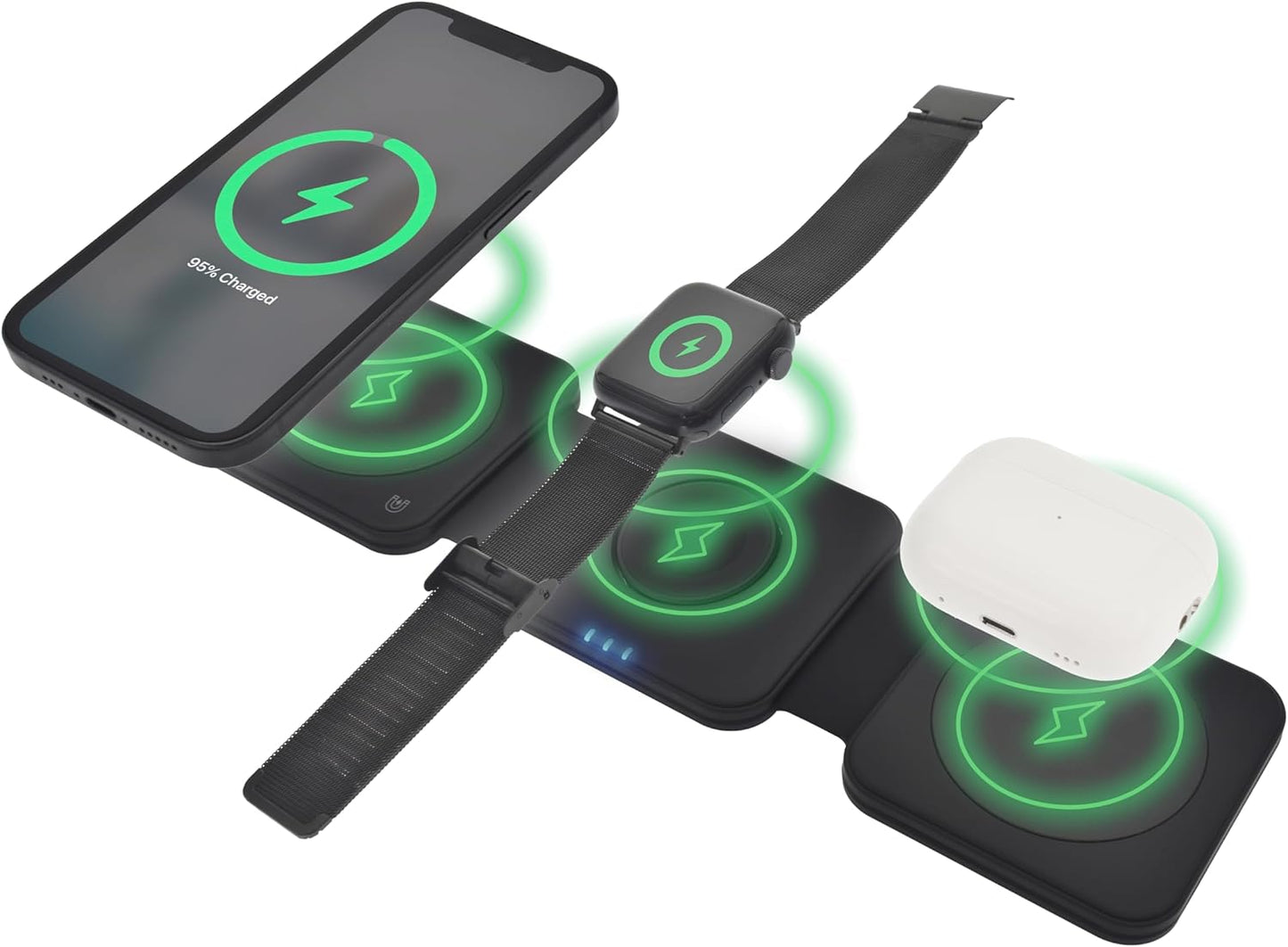 Dviced 3-in-1 foldable magnetic wireless charger - Black
