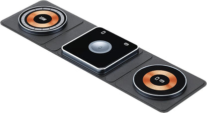 DVICED 3-in-1 Foldable Magnetic Wireless Charger - Black/Copper for Smartphones, AirPods, iWatch