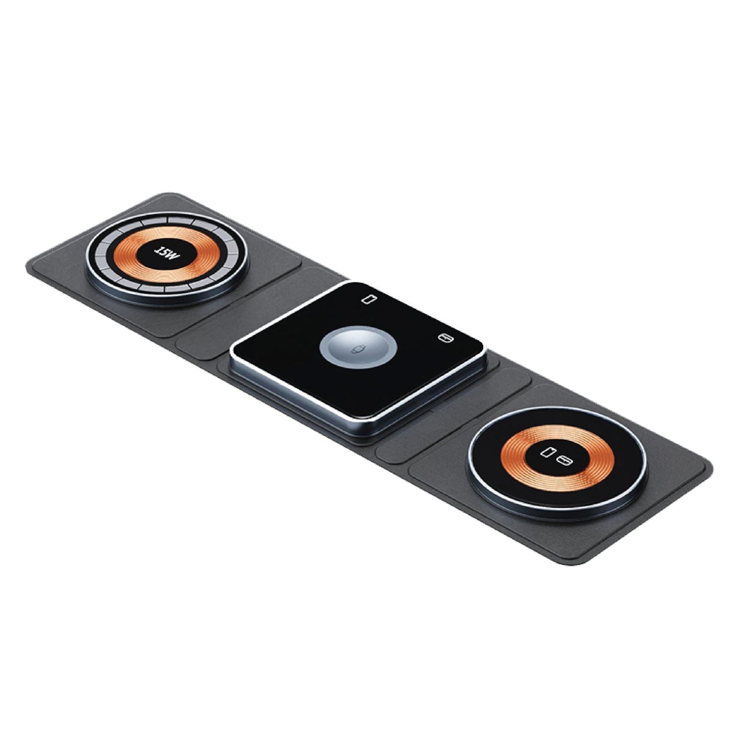 DVICED 3-in-1 Foldable Magnetic Wireless Charger - Black/Copper for Smartphones, AirPods, iWatch