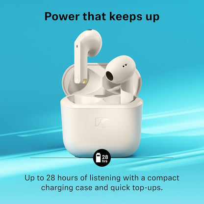 Sennheiser ACCENTUM Open Wireless Earbuds - Ear Buds with Open Design, Dynamic Sound and Bluetooth 5.3, IPX4 Splash Resistance, 28-Hour Battery Life and USB-C Charging Case - Cream