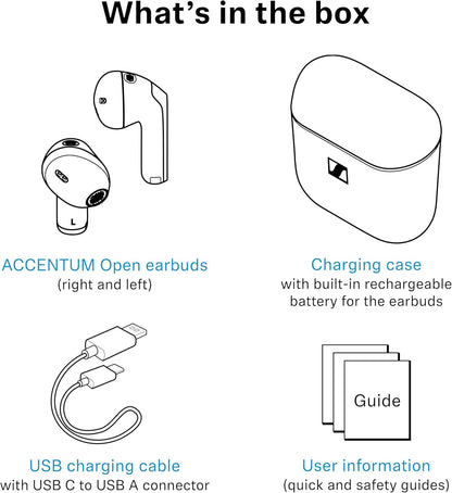Sennheiser ACCENTUM Open Wireless Earbuds - Ear Buds with Open Design, Dynamic Sound and Bluetooth 5.3, IPX4 Splash Resistance, 28-Hour Battery Life and USB-C Charging Case - Cream