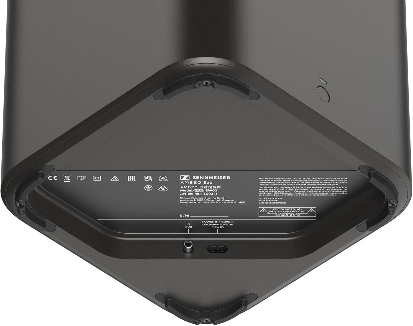 Sennheiser Consumer Audio Sennheiser AMBEO Subwoofer for TV and Music with Immersive 3D Surround Sound a Thundering Deep Bass Down to 27 Hz - 8'' Woofer with 350W Class D Amplifier - Black