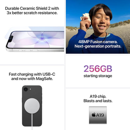 Apple iPhone 17e 256GB: 6.1-inch Super Retina XDR Display, A19 Chip, All-Day Battery Life, 48MP Fusion Camera; Black