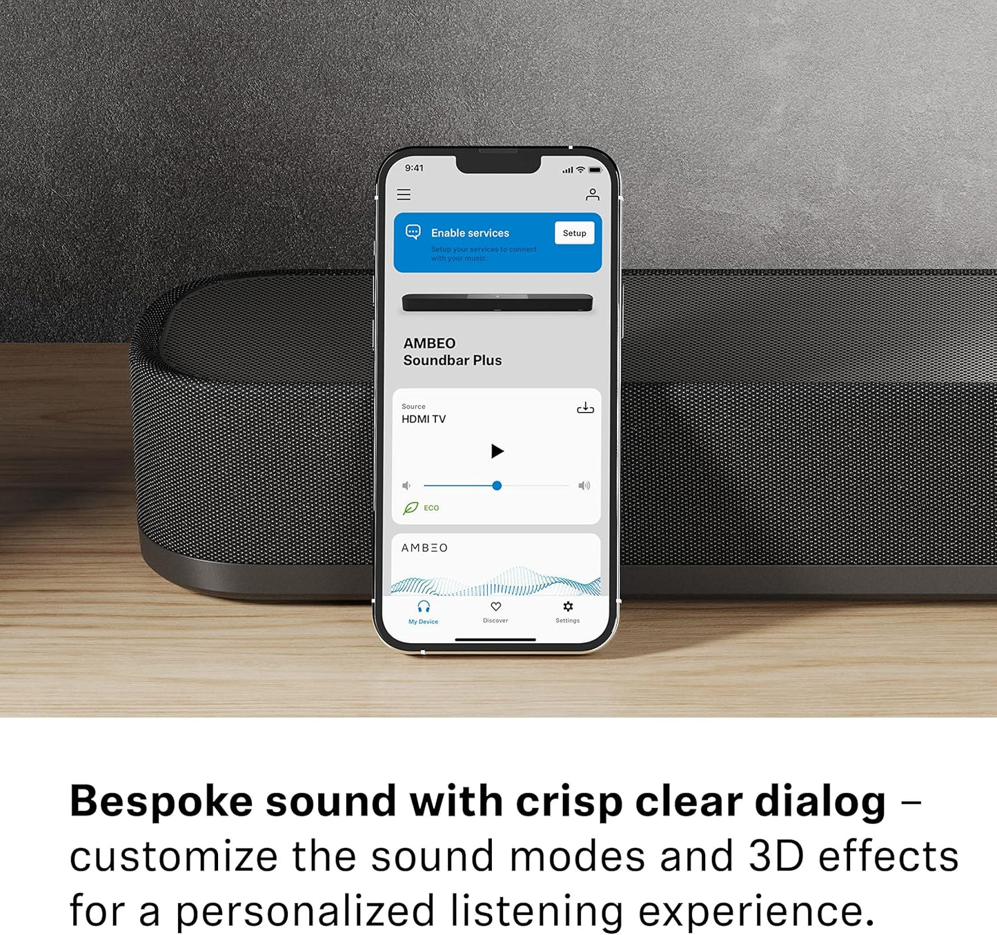 Sennheiser Consumer Audio AMBEO Soundbar Plus for TV and Music with Immersive 3D Surround Sound, Virtual 7.1.4 Speaker Setup, Built-in Dual Subwoofers, Advanced Streaming Connectivity,Night Mode,Black