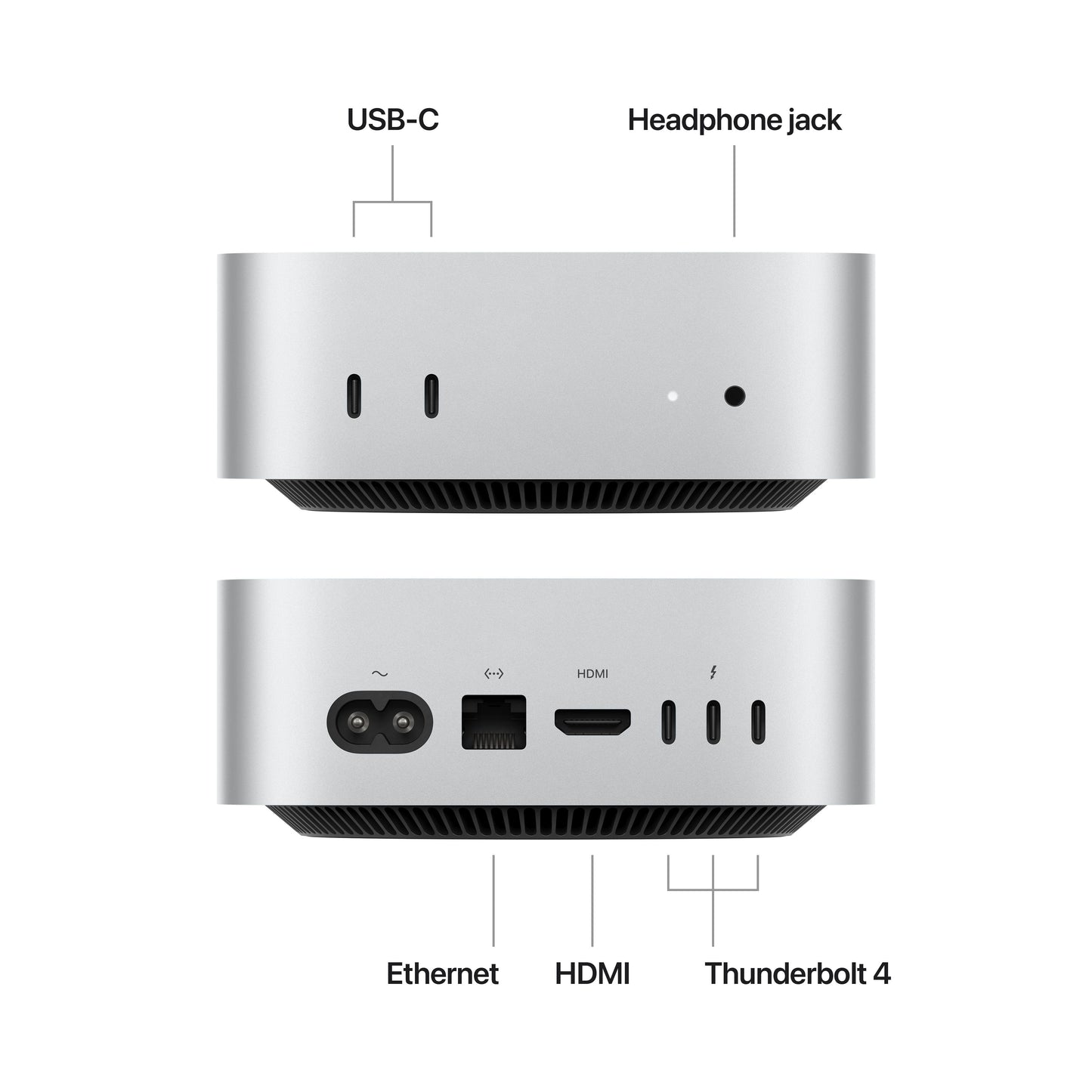 Apple Mac mini M4 24GB 512GB Silver, top view of compact aluminum enclosure