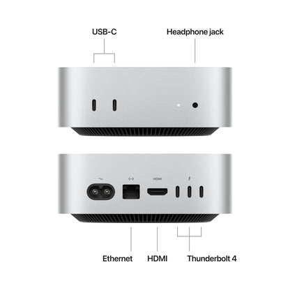Apple Mac mini M4 24GB 512GB Silver, top view of compact aluminum enclosure