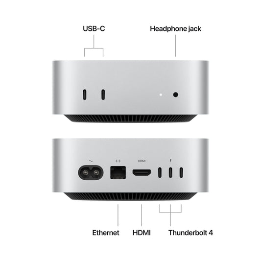 Apple Mac mini M4 24GB 512GB Silver, top view of compact aluminum enclosure