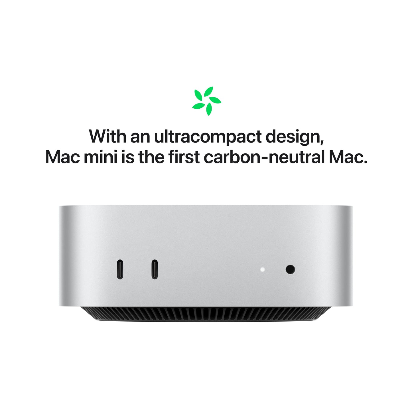 Apple Mac mini M4 Silver front ports: USB-C ports and 3.5mm headphone jack