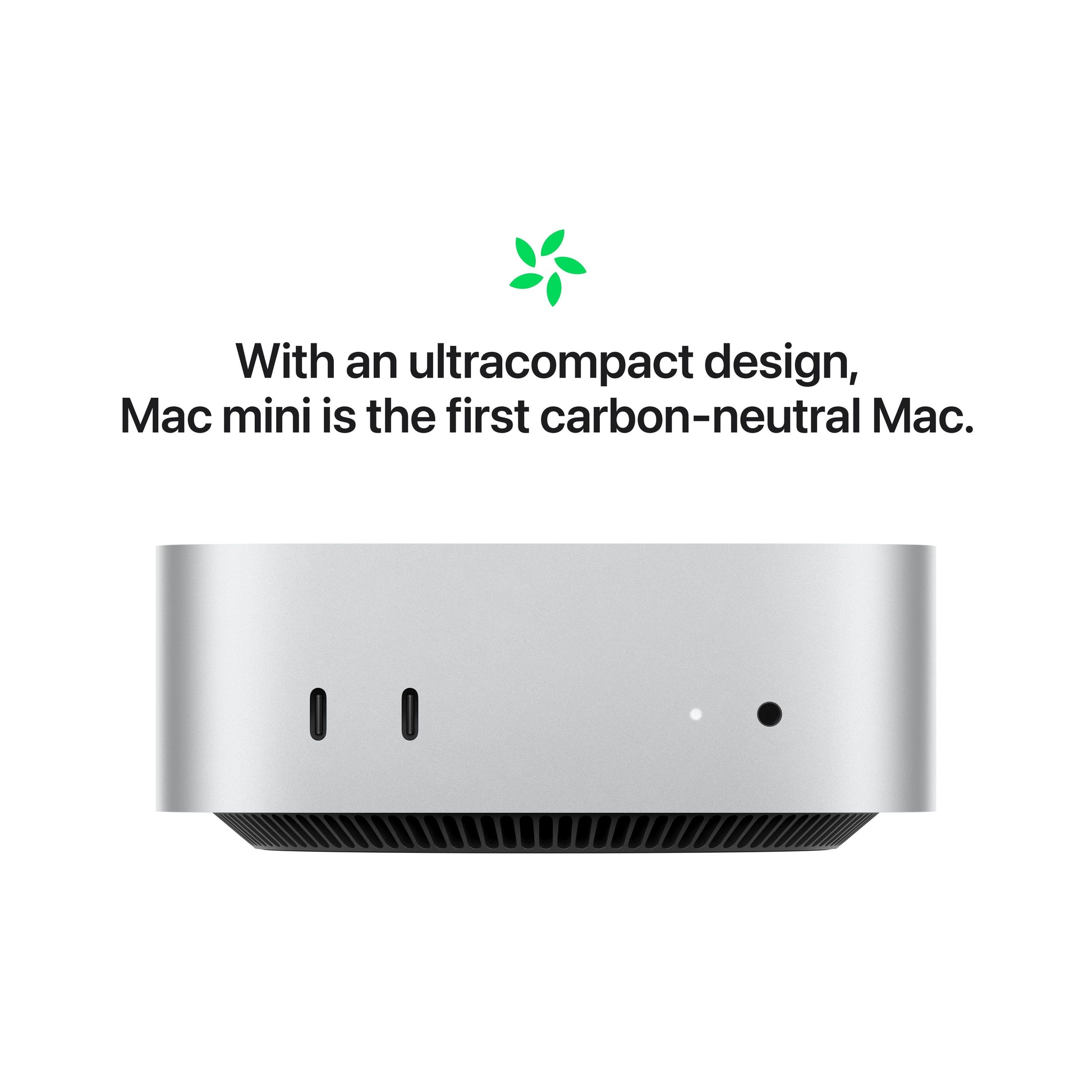 Apple Mac mini M4 Silver front ports: USB-C ports and 3.5mm headphone jack