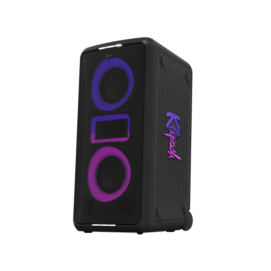Klipsch Miami Party Speaker Black Front View with RGB Lights