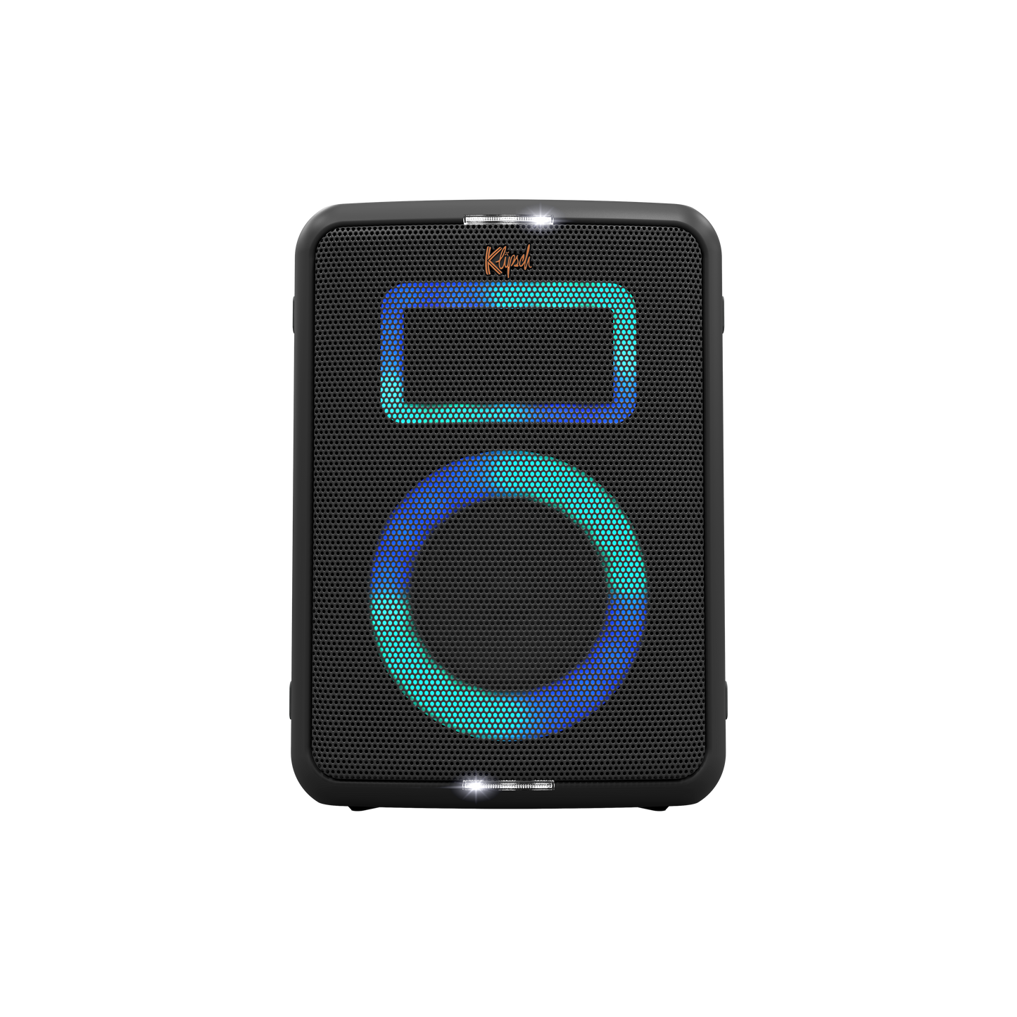 Klipsch Vegas Party Speaker Black Front View with RGB Lights