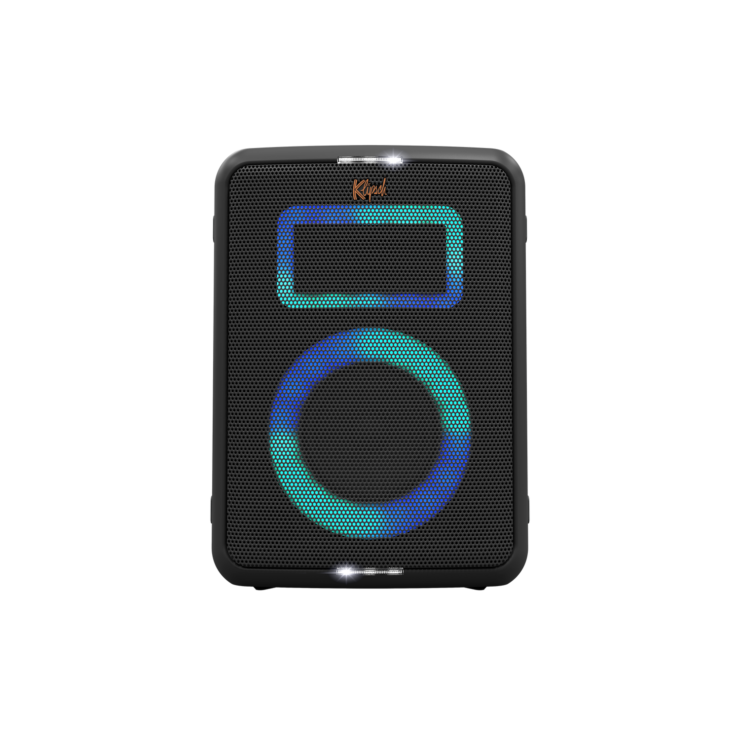 Klipsch Vegas Party Speaker Black Front View with RGB Lights