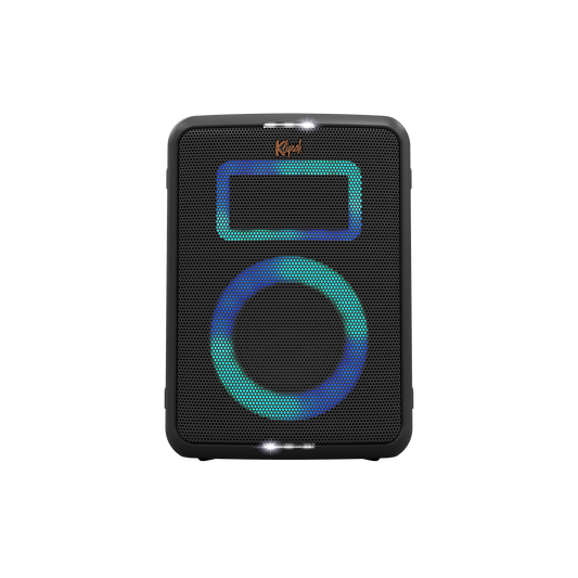 Klipsch Vegas Party Speaker Black Front View with RGB Lights