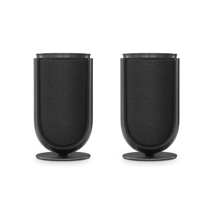 Pair of Beolab 8 speakers in Black Anthracite with Grey Melangé covers