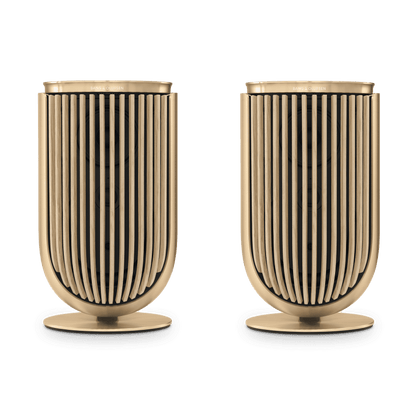 Pair of Beolab 8 speakers in Gold Tone with Light Oak covers