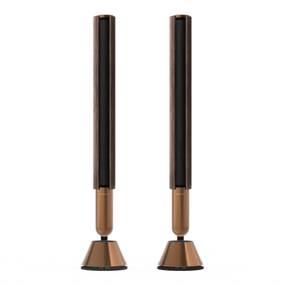 Pair of Beolab 28 speakers in Walnut with Bronze Tone aluminium