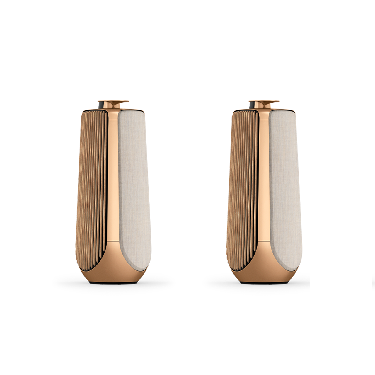 Pair of Beolab 50 loudspeakers in Gold Tone with Light Oak