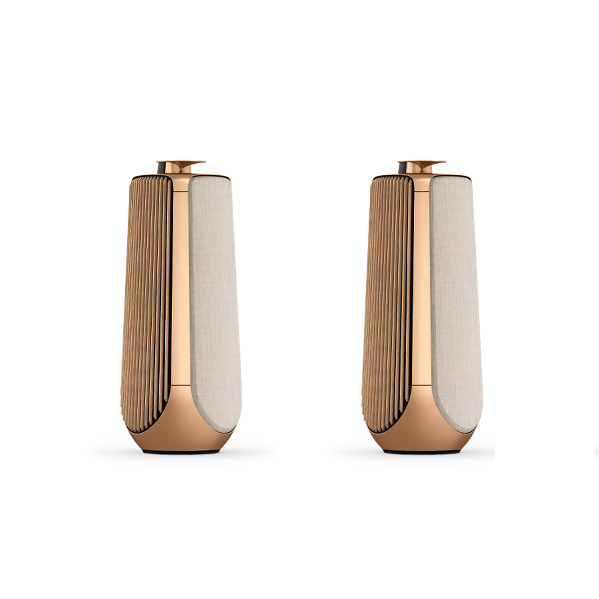Pair of Beolab 50 loudspeakers in Gold Tone with Light Oak