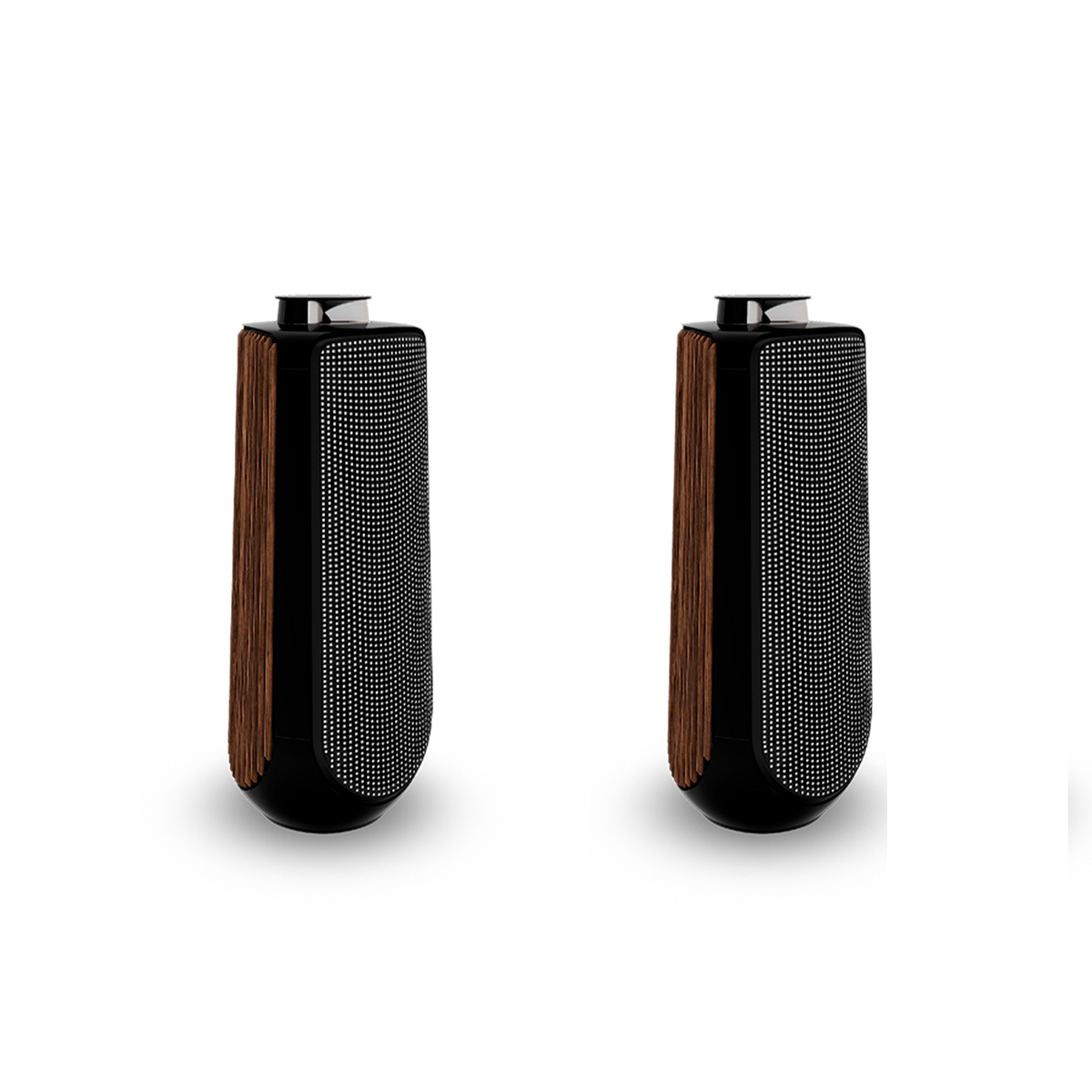 Pair of Beolab 50 loudspeakers in Piano Black with Smoked Oak