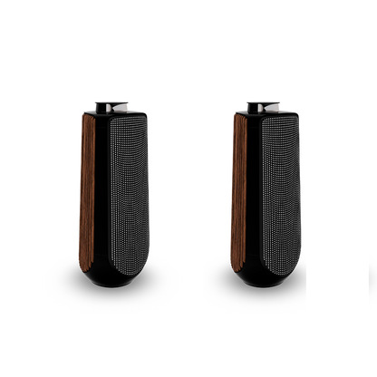 Pair of Beolab 50 loudspeakers in Piano Black with Smoked Oak