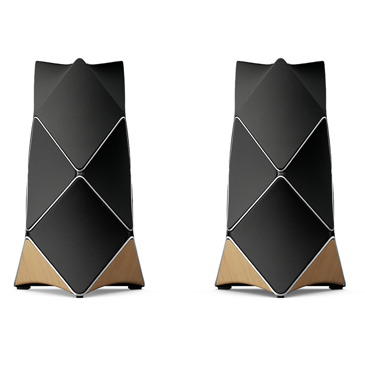 Pair of Beolab 90 loudspeakers in Black with Natural Aluminium and Oak
