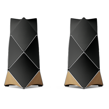 Pair of Beolab 90 loudspeakers in Black with Natural Aluminium and Oak