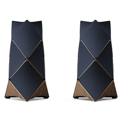 Pair of Beolab 90 loudspeakers in Parisian Night Blue with Bronze Tone and Walnut