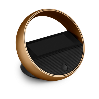 Beoremote Halo in Bronze Tone on a table stand