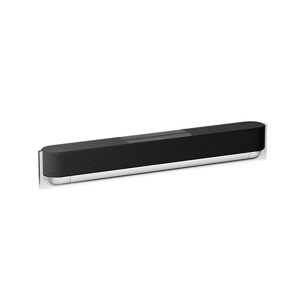 Bang & Olufsen Beosound Theatre soundbar in Natural Aluminium with Grey Melangé cover