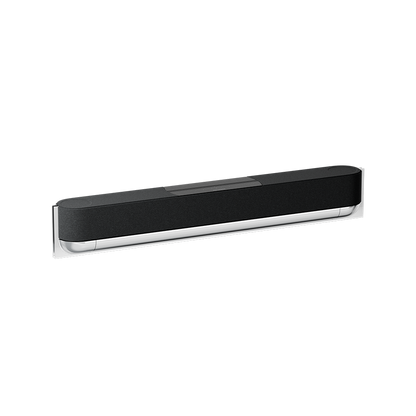 Bang & Olufsen Beosound Theatre soundbar in Natural Aluminium with Grey Melangé cover